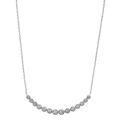925 Sterling Silver Necklace with Sparkling Round Zircon Line Silver Ocean 925 Sterling Silver Necklace with Sparkling Round Zircon Line